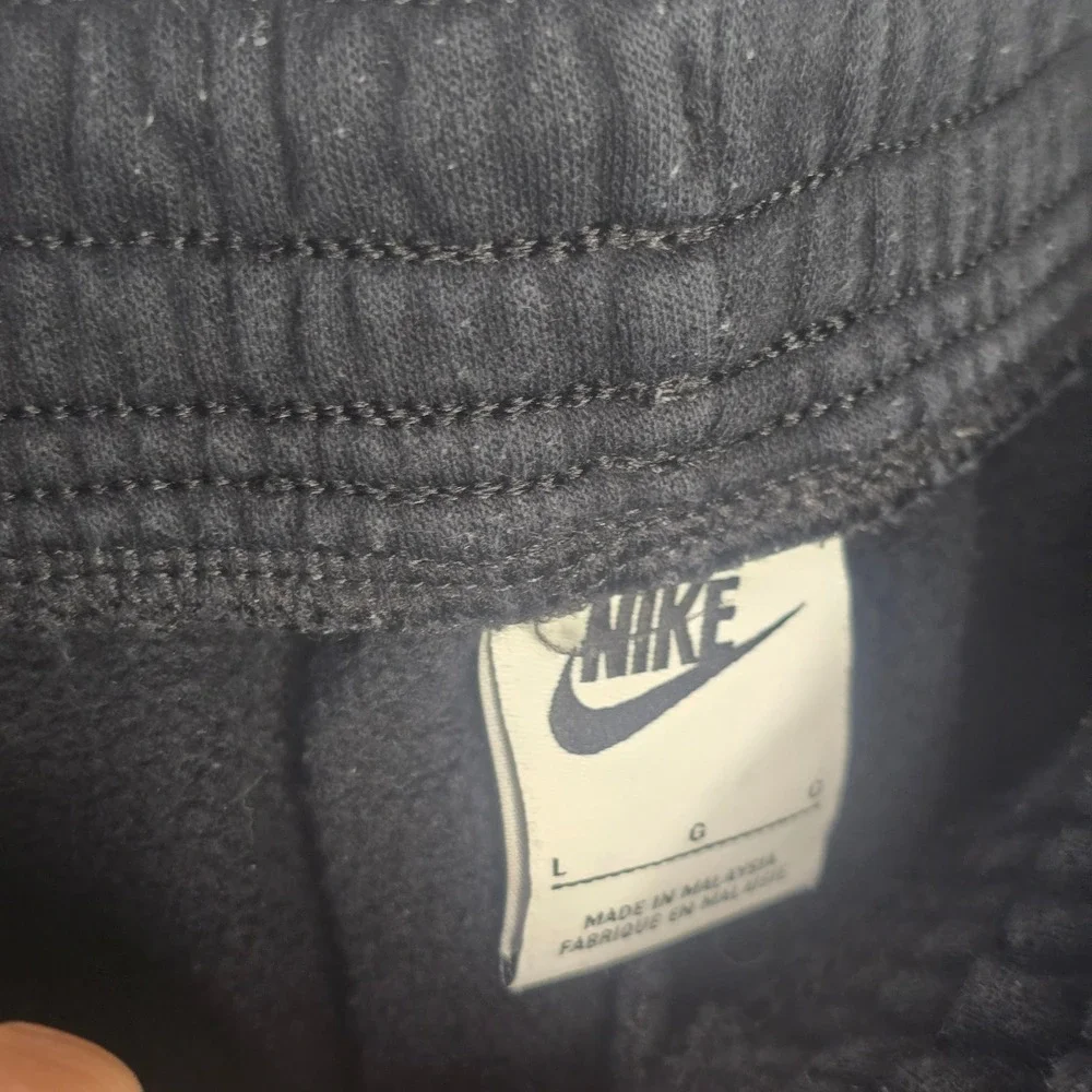 Nike Fleece Open Hem Sweatpants Mens Large Black Cotton Blend Athleisure Sporty
